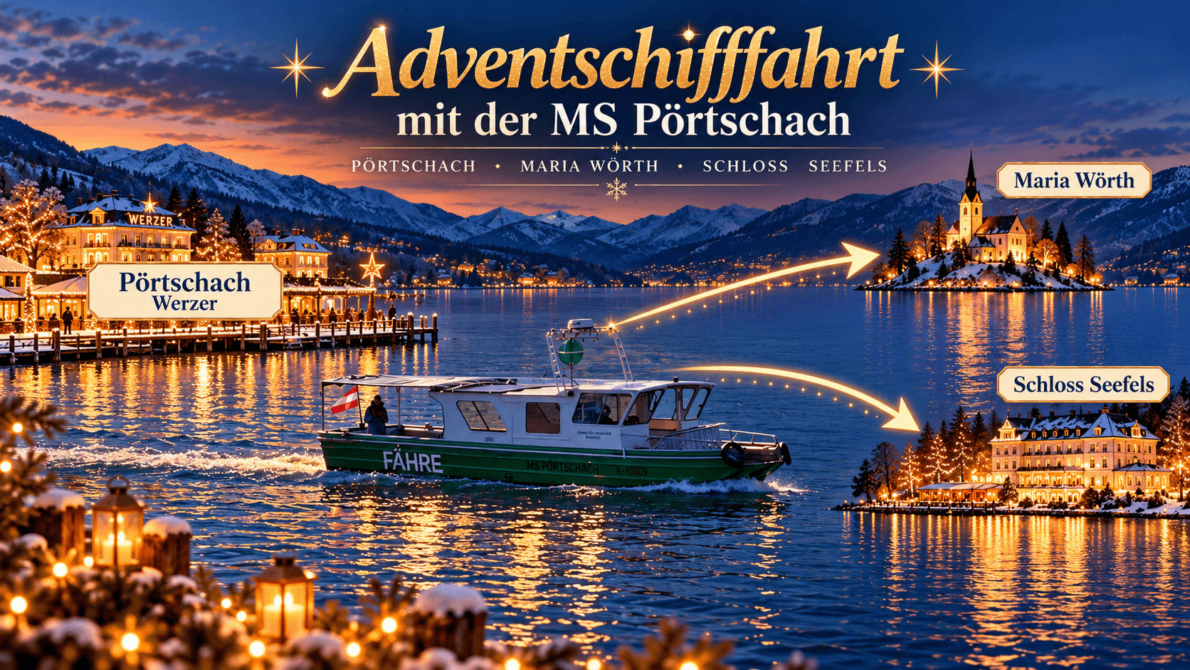 Adventschifffahrt mit der MS Pörtschach nach Maria Wörth und zum Schloss Seefels